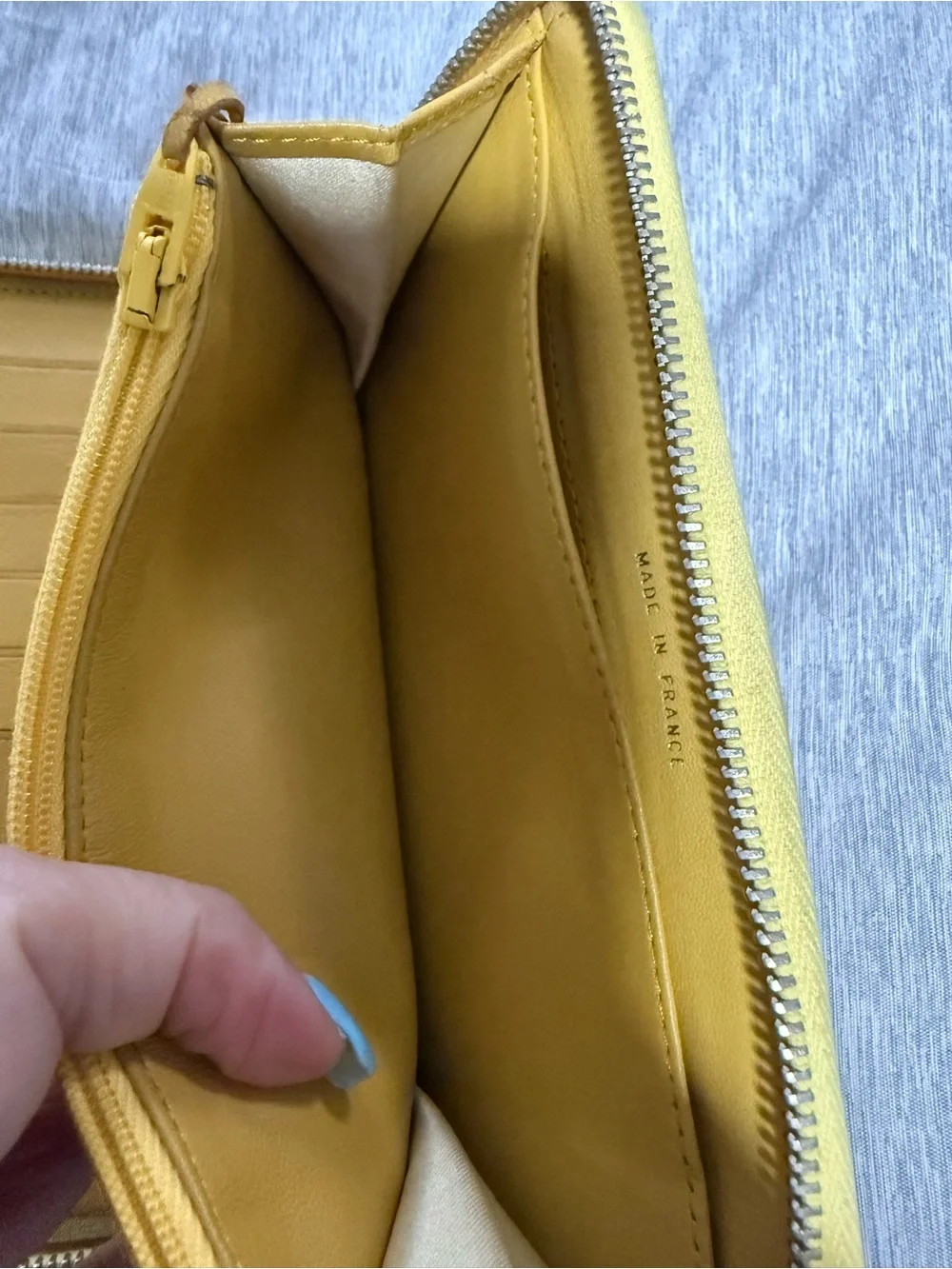CHANEL Yellow Quilted Zip Around Wallet